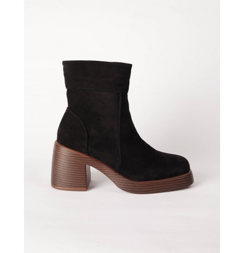 Cuffed Suede Chunky Heel Boots