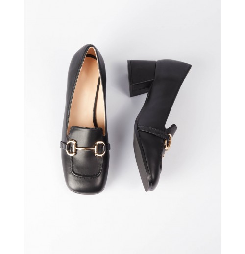 Gold Detail Heeled Loafers