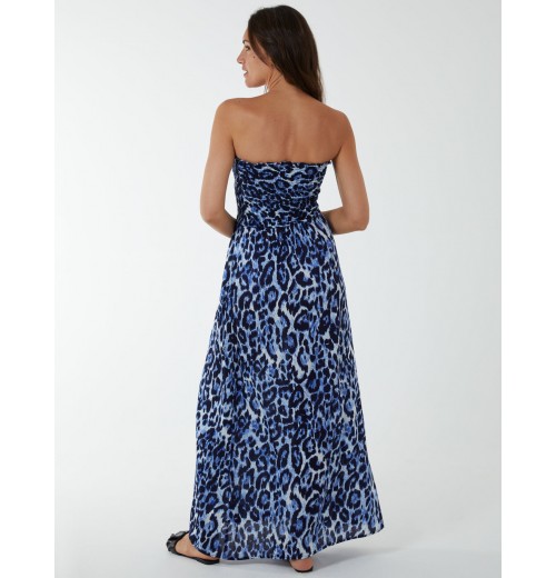 Bandeau Shirred Maxi Dress