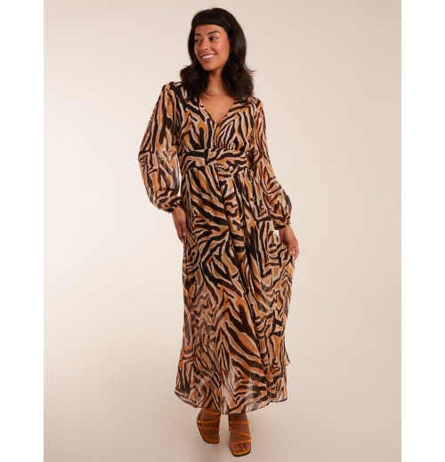 V Neck Animal Print Maxi Dress