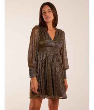 Metallic Wrap Mini Dress