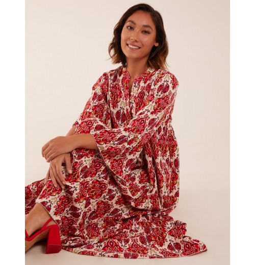 Damask Button Down Maxi Dress