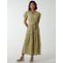 Belted Ditsy Maxi Dress