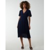 Wrap Tie Pleated Crossover Dress