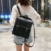 Black Leather Buckle Backpack