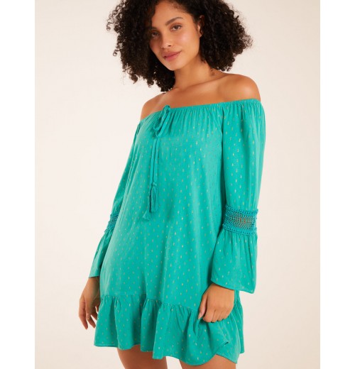 Bardot Tunic Dress With Frill Hem